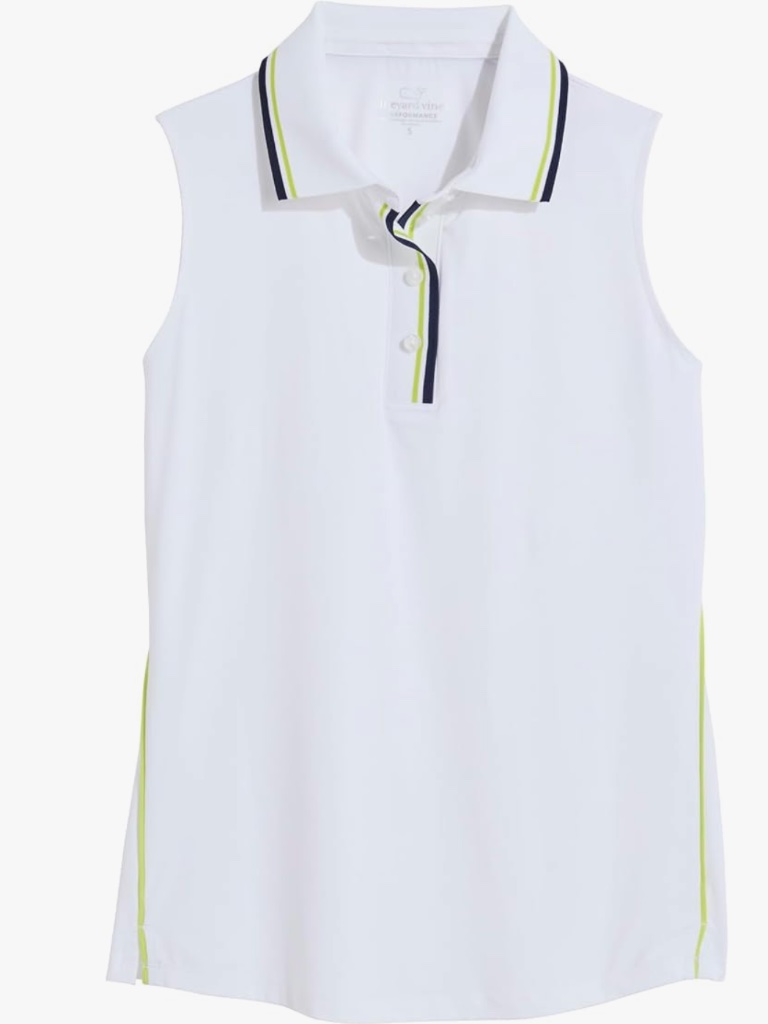 Vineyard Vines Womens Performance Sankaty Sleeveless Polo Xl White Nwt